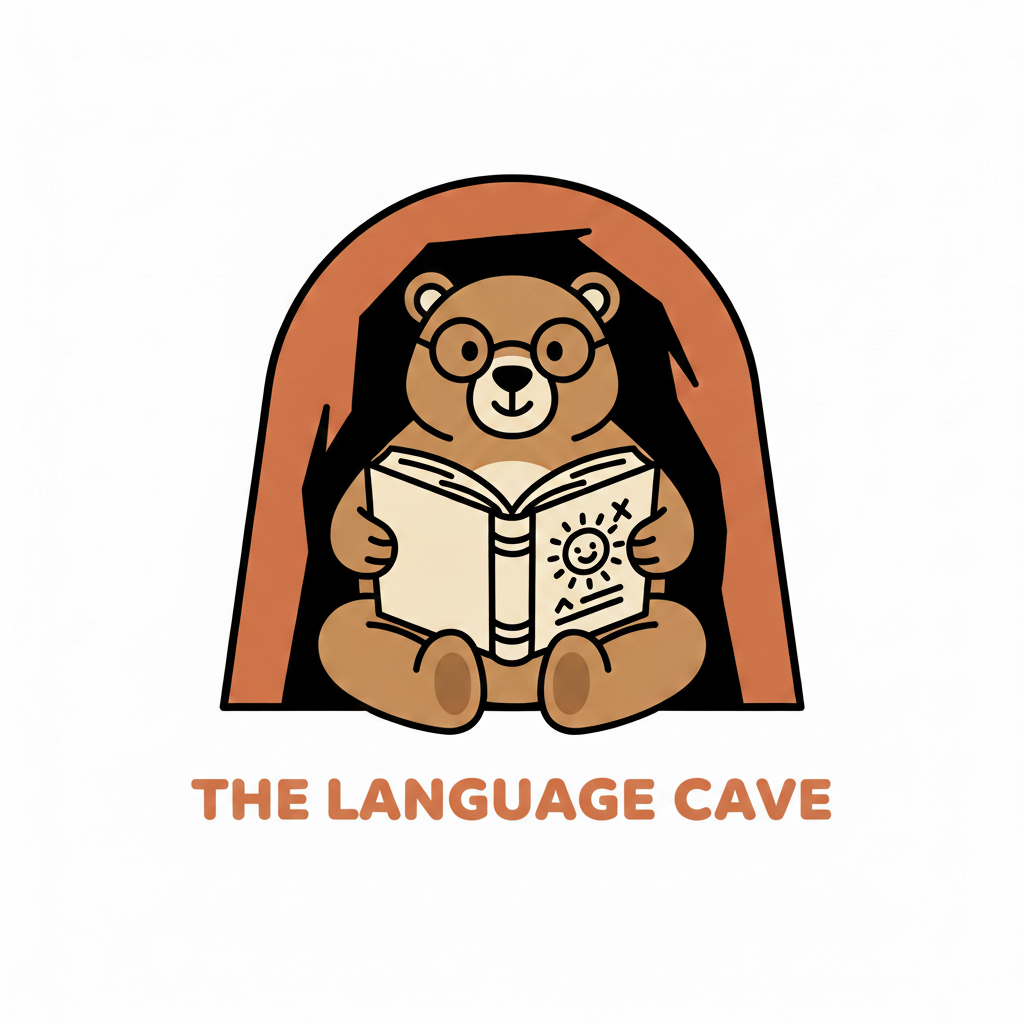 The logo of the website, a bear in a cave